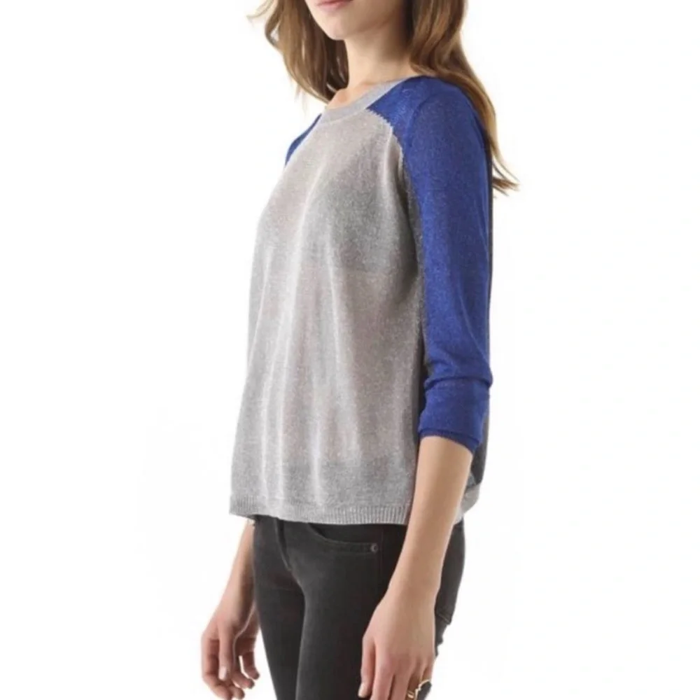 AIKO Colorblock Metallic Glitter Draped Top XS